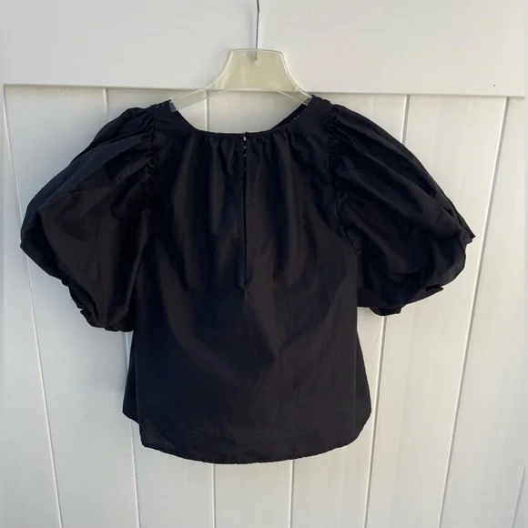 Free People Bardot Blouse 
Black Puff Sleeve - Picture 6 of 9